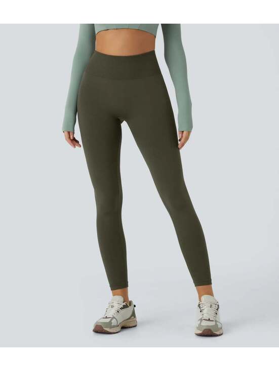 Halara Pants - Halara Seamless Flow Mid Rise Tummy Control Leggings Olive Green Size Medium